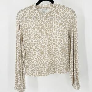 DESIGNER RACHEL ZOE LOS ANGELES NEW YORK CREAM LEOPARD boxy loose fit top